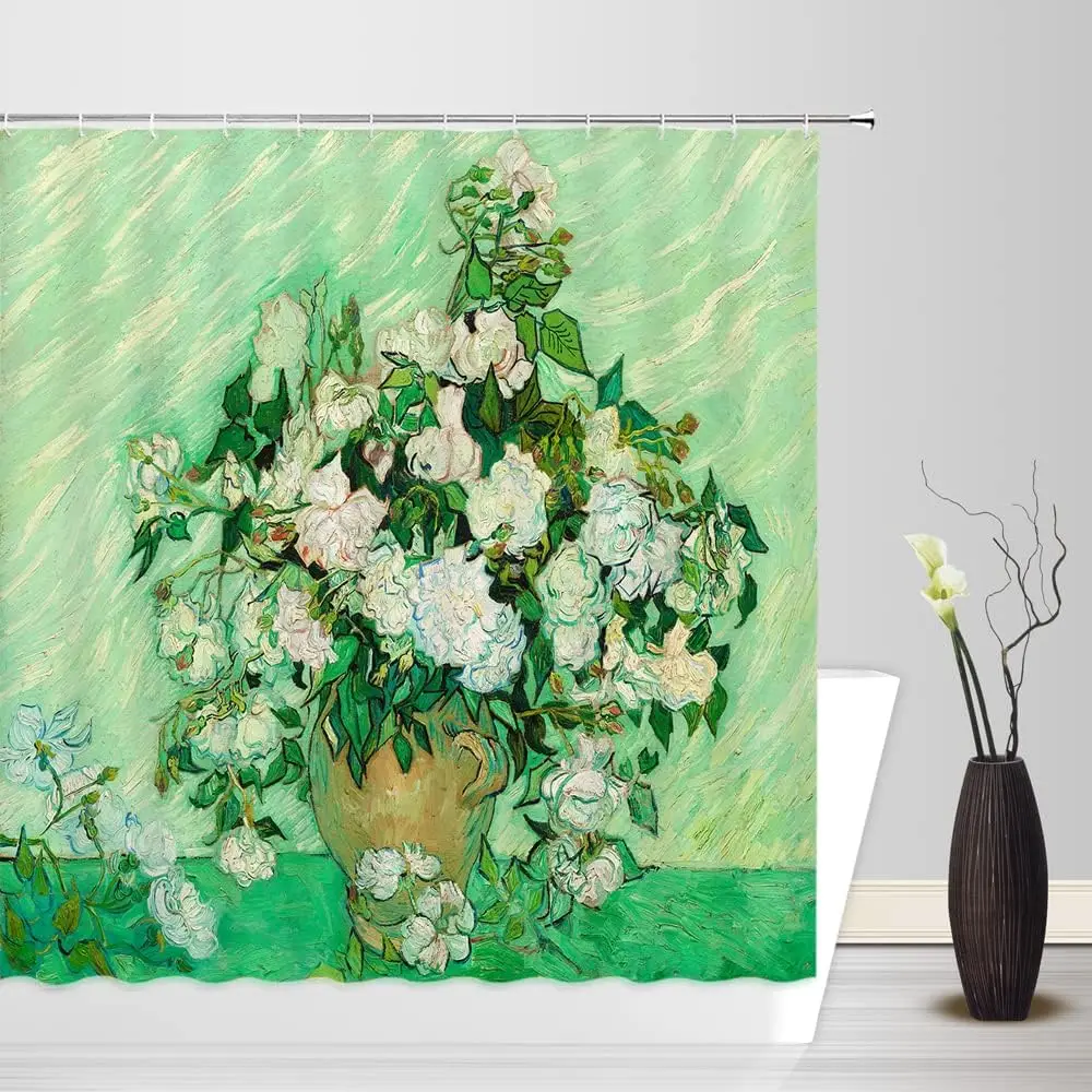 

Занавеска для душа с ирисом, винтажная картина маслом, ирис, цветок, лист, сад, деревенская сельская местность, художественный принт, ткань, наборы декора для ванной комнаты с