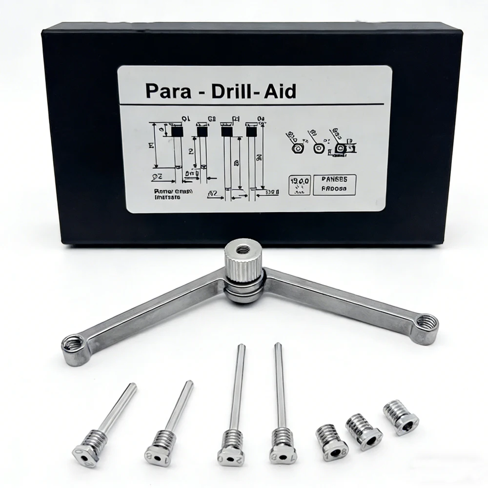 

Набор инструментов для параллельной имплантации зубных имплантатов: направляющие для сверления, позиционеры, хирургические инструменты и направляющие стенты