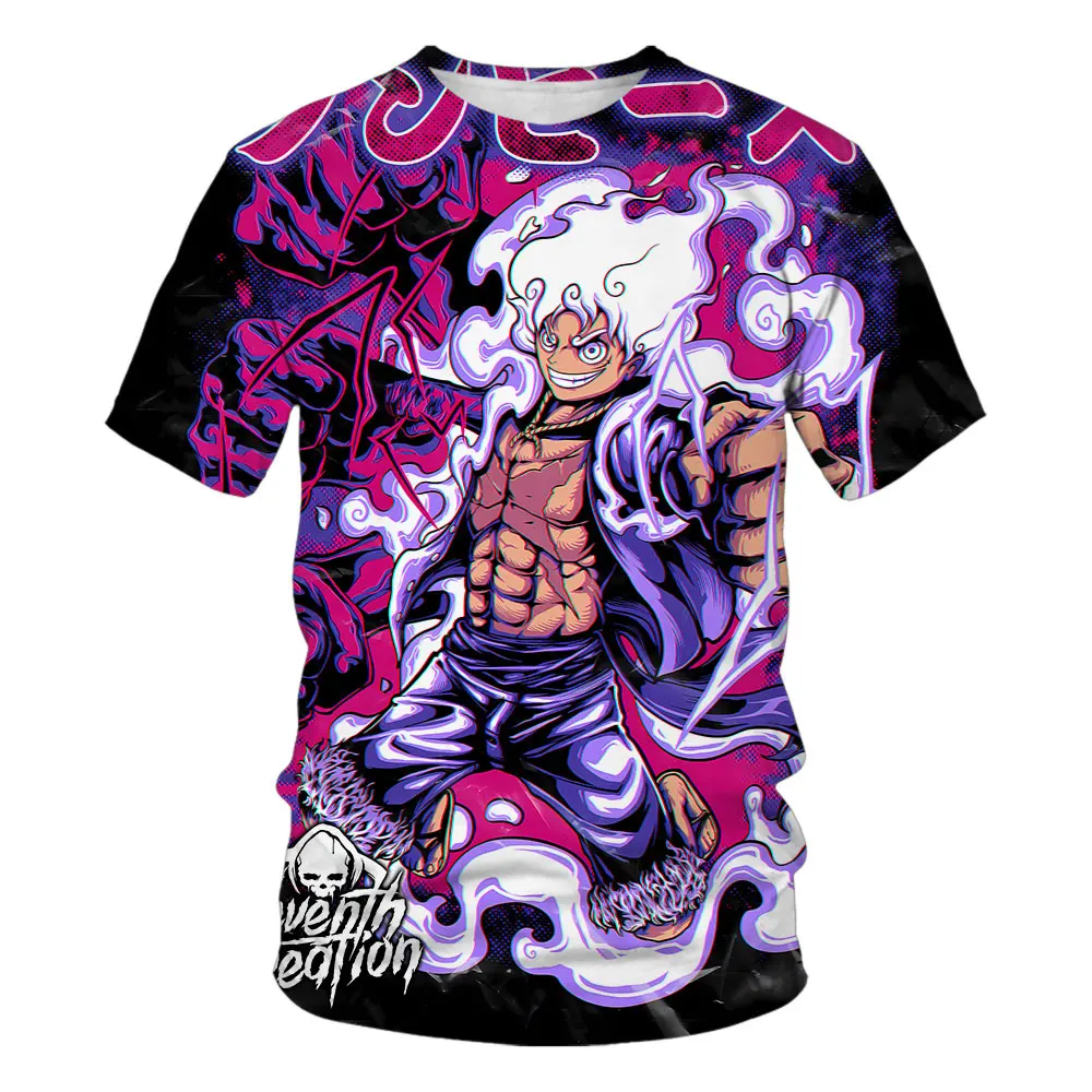 2026 Summer One Piece Luffy Retro Cosplay T-shirt Men's Oversized 3D Printed Short-sleeved Family Unisex Children's Sports Shirt