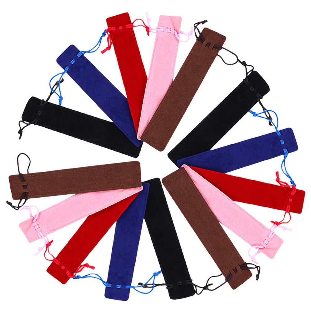 

15Pcs Anti-Scratch Pen Pouch Wear-Resistant Pen Bag for Ballpoint Fountain Pens Secure Drawstring Closure Portable Organizer