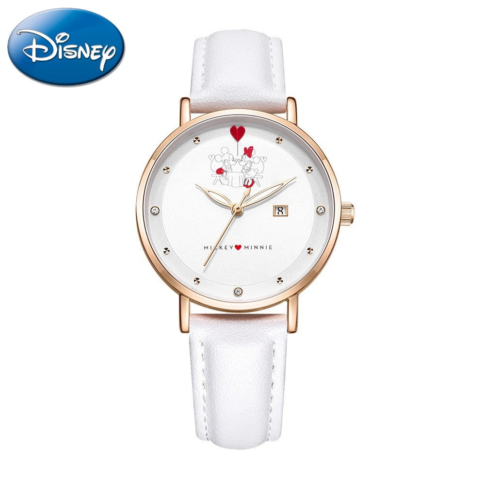 Disney Gift With Box Calendar Belt Fashion Trend Quartz Minnie Love Student Women\'s Watch Clock Relogio Masculino