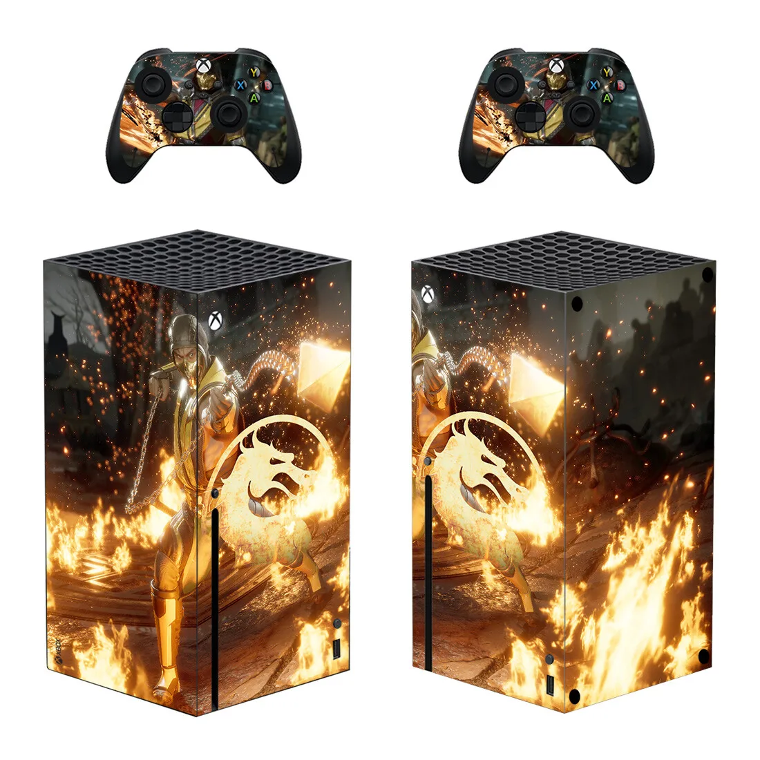 MORTAL KOMBAT Style Xbox Series X Skin Sticker for Console & 2 Controllers Decal Vinyl Protective Skins Style 1