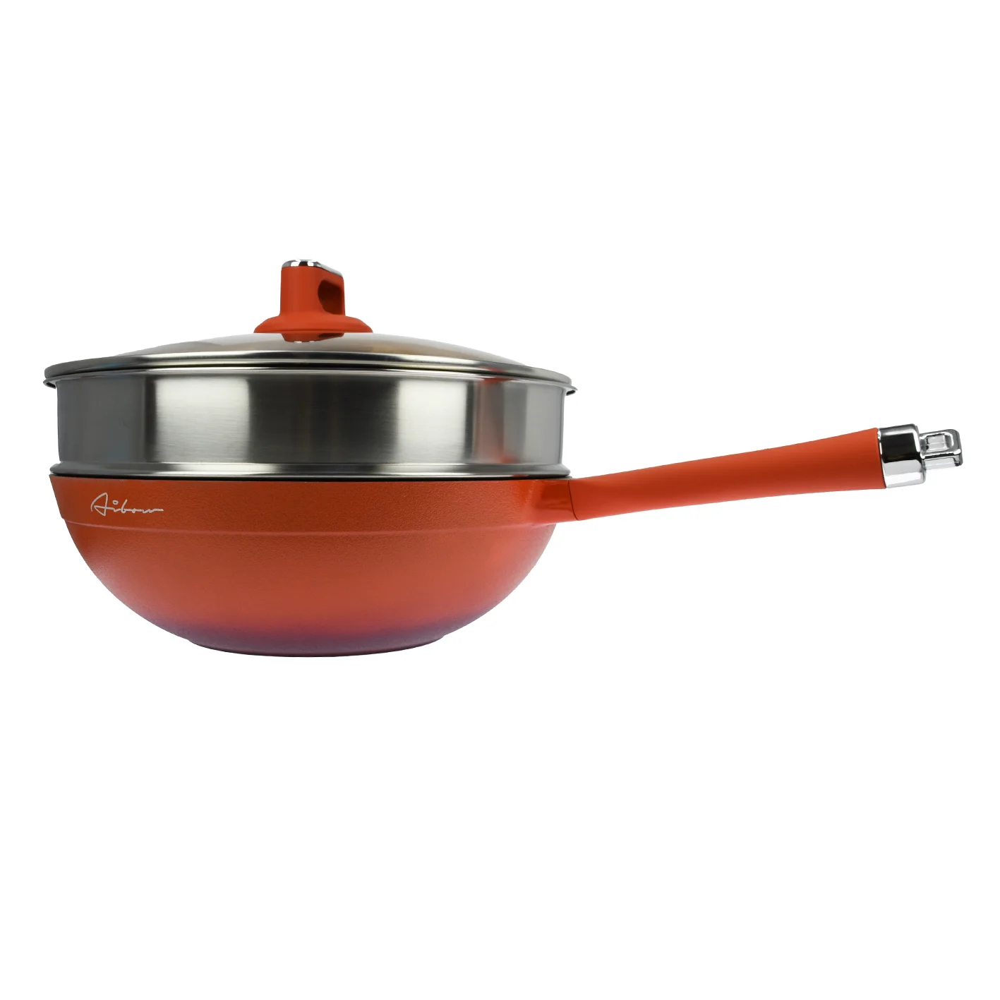 Orange Cookware,Perforated Non-Stick Household Frying Pot, Non-Stick Pan, Odorless, Titanium, Gold, Compatible with All Stoves