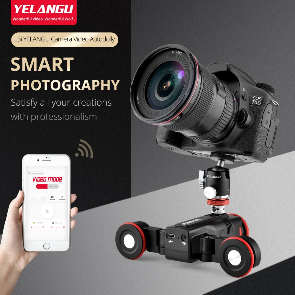 

YELANGU L5i Camera Video Dolly MotorTimelapse Wireless Remote Control Speed Mini Slider Skater For Canon Nikon Sony DSLR Camera