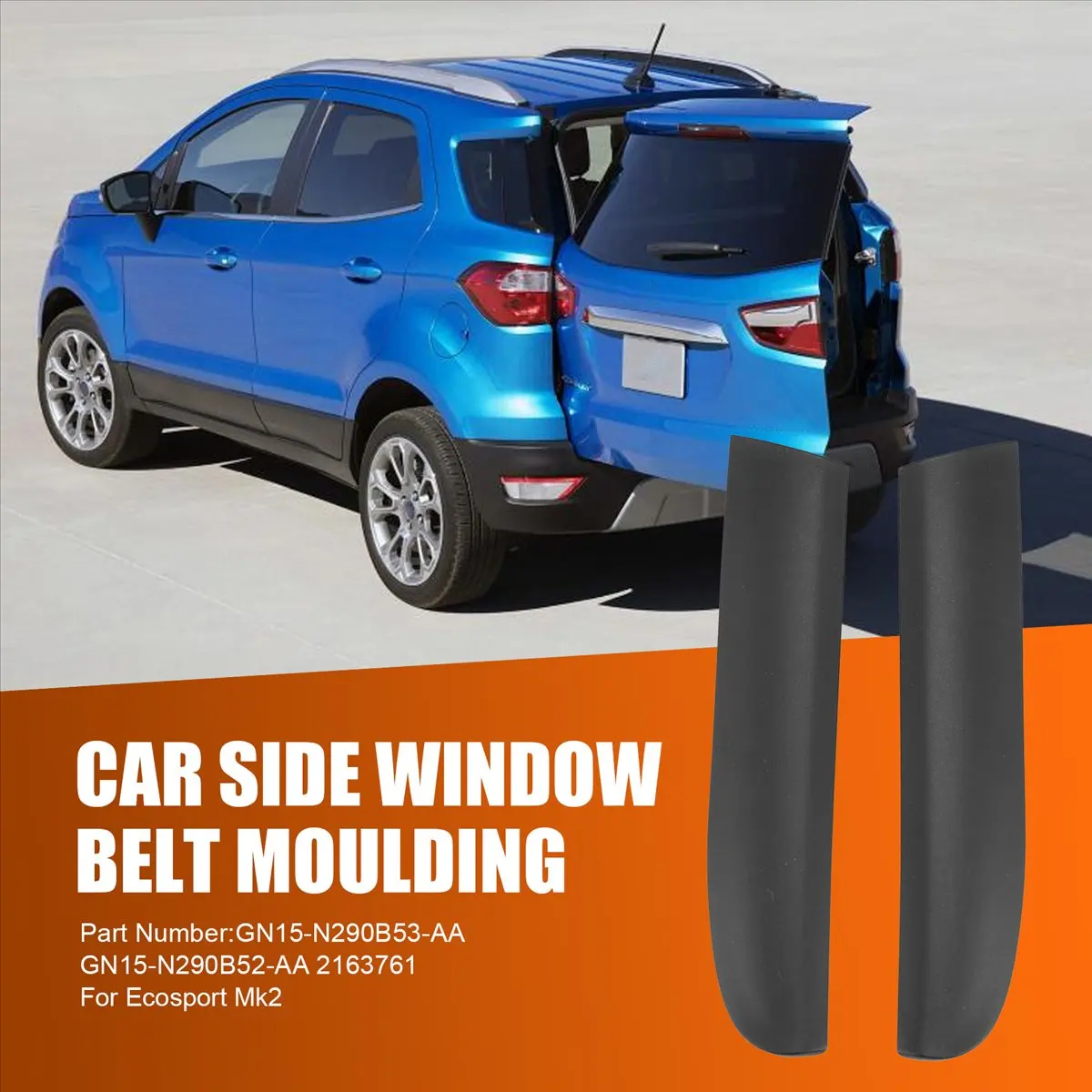 #12A  Side Window Belt Moulding ,1Pair Car Rear Door Trim Strip for Ford Side Window Belt Moulding (Black)