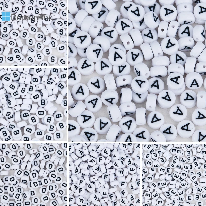 500 PCs Doreen Box Acrylic Spacer Beads 26 Alphabet/Letter 