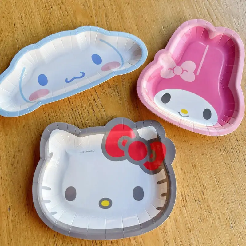

Hot Sanrio Paper Plate Hello Kitty Kawaii Anime Picnic Portable Convenient Disposable Paper Cup Paper Plate Paper Meal Plates