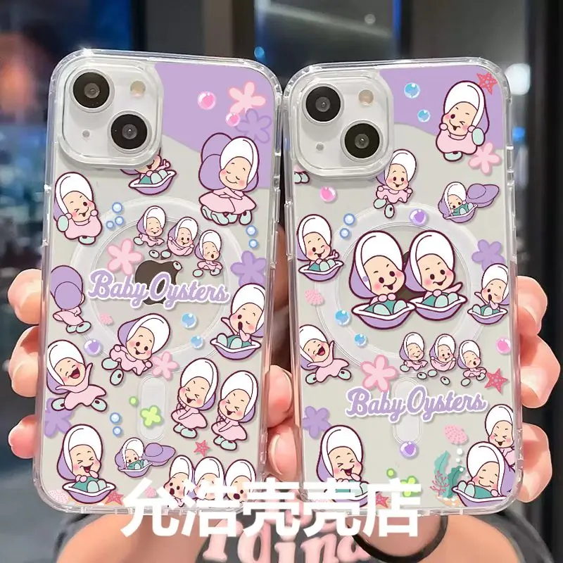 أويستر بيبي Magsafe حافظة هاتف مغناطيسية لهاتف سامسونج جالاكسي S25 S24 S23 S22 S21 S20 FE Edge Plus Ultra 5G غطاء من البولي يوريثان الشفاف الناعم