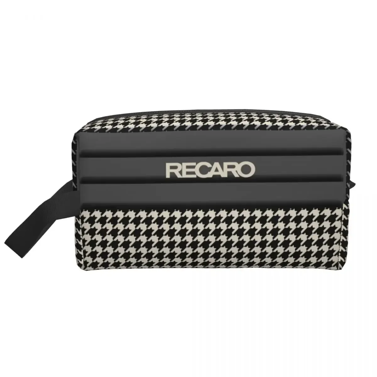 Custom Recaro Houndstooth Toiletry Bag for Women Makeup Cosmetic Organizer Ladies Beauty Storage Dopp Kit Box