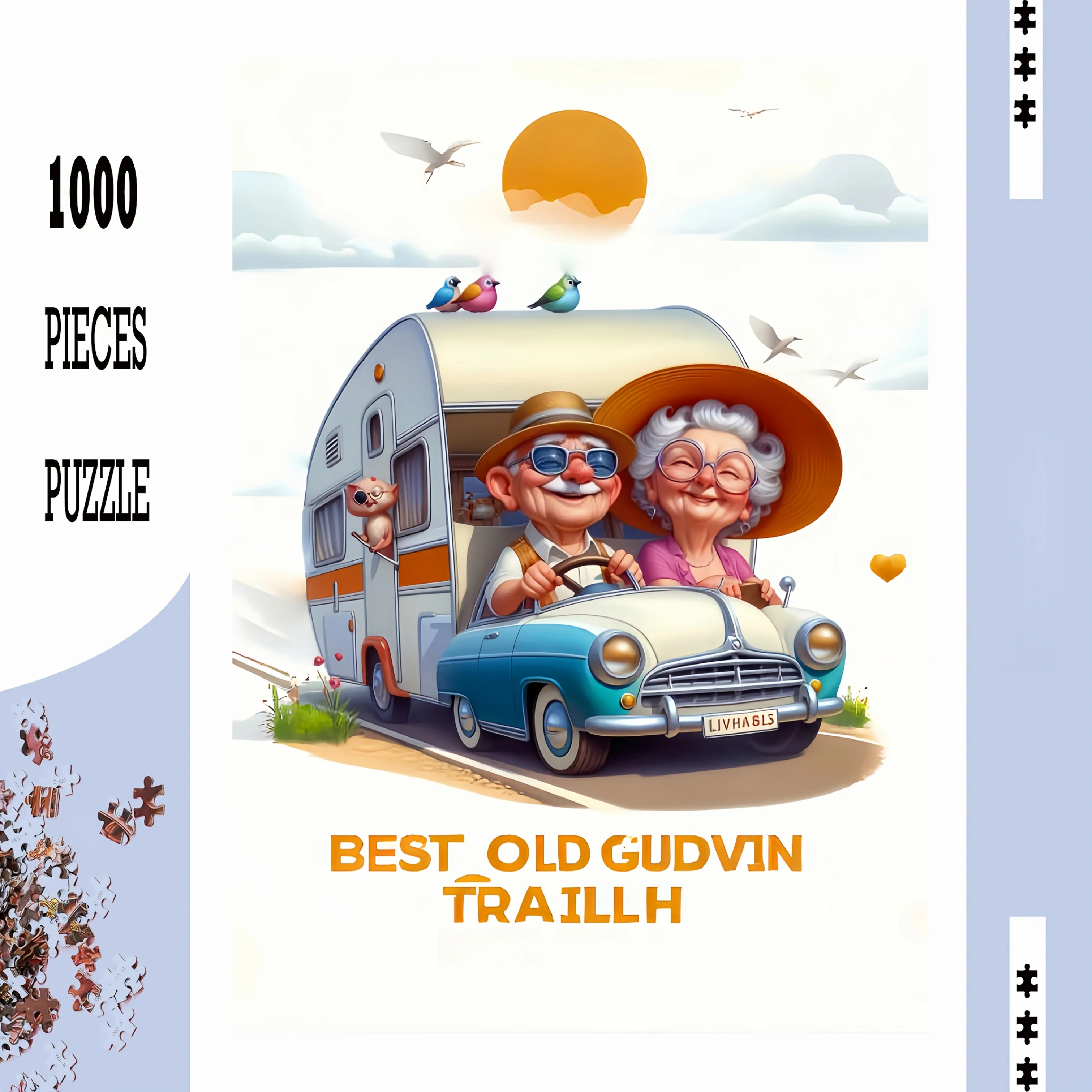 1000 Stück Vintage Car Road Trip Puzzle – Anspruchsvolles DIY Brain Teaser Kartonpuzzle für Erwachsene und Familien, interaktives Geschenk mit