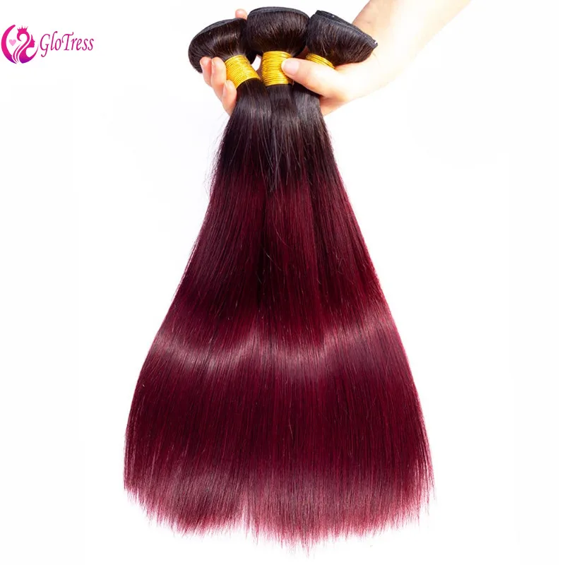 Burgundy Straight Human Hair Bundles 1B99j Color 8-26 Inch 100g/Bundle Hair Brazilian  Virgin Remy Hair Extensions 4 Bundles