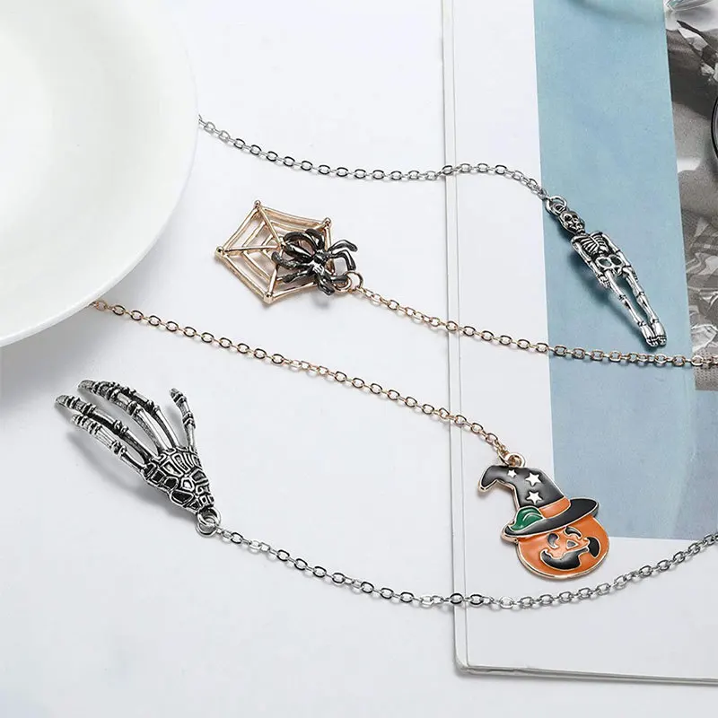 Renya Vintage Skeleton Pumpkin Spider Charms Glasses Chain Halloween Styles for Women Men Lanyard Cosplay Fashion Jewelry Gift