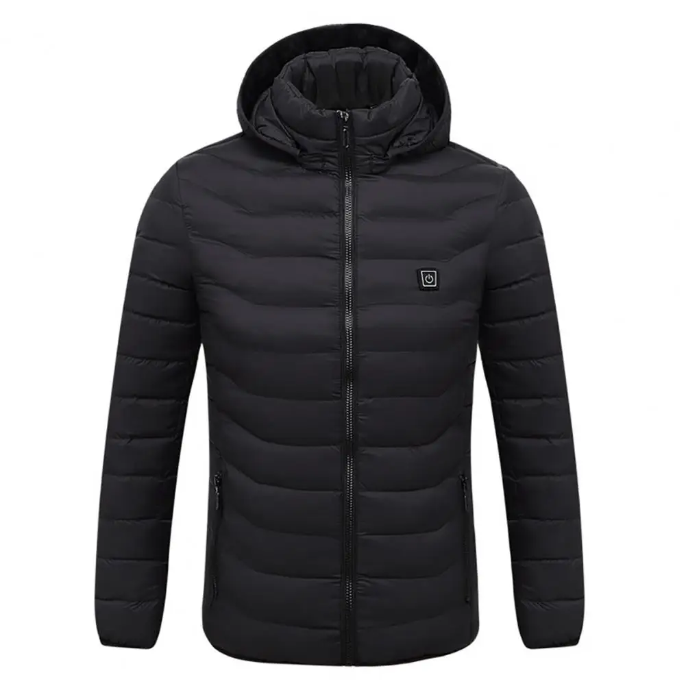 2023 NWE Men Winter Warm USB Heating Jackets Smart Thermostat Pure Color Hooded Heated Clothing Waterproof Warm Jackets