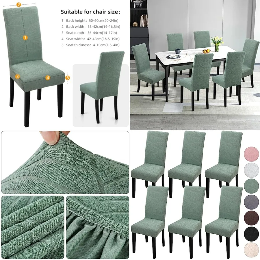 

Dining Chair Covers Set of, Stretch Jacquard Chair Cover Parsons Chair Covers Removable Washable Chair Slipcover Protector for