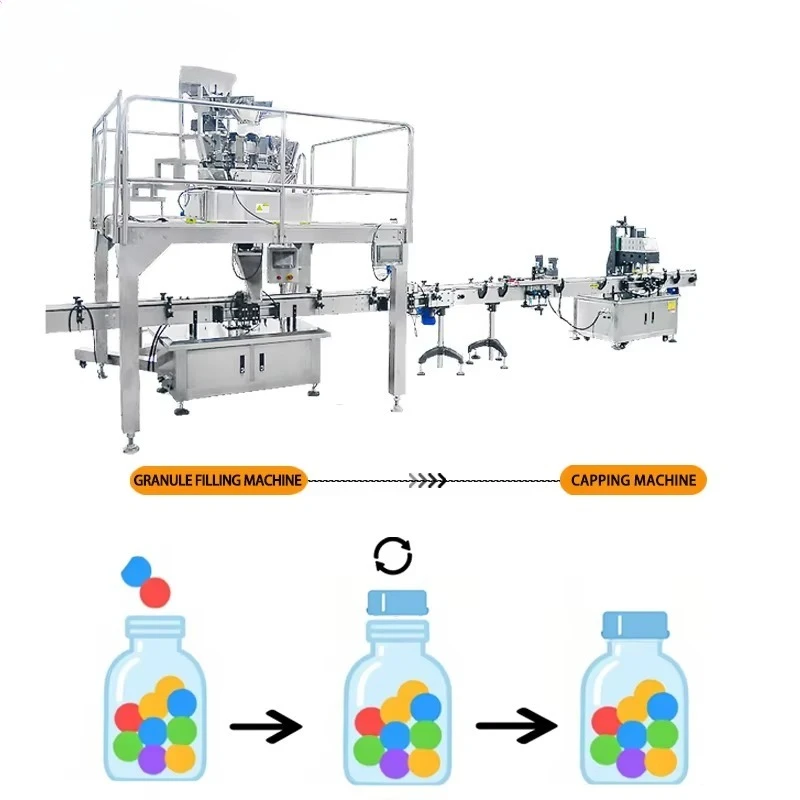 High Efficiency Automatic Canned Jar Bottle Pickles Small Granule Nuts Grains Salt Filling Capping Machine Production Line - view 2