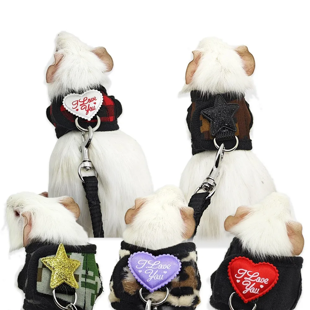 Small Pet Harness and Leash Set for Guinea Pig, Ferret, Hedgehog, Rabbit, Chinchilla,  Soft Mesh Walking Vest with Lead 2PCS