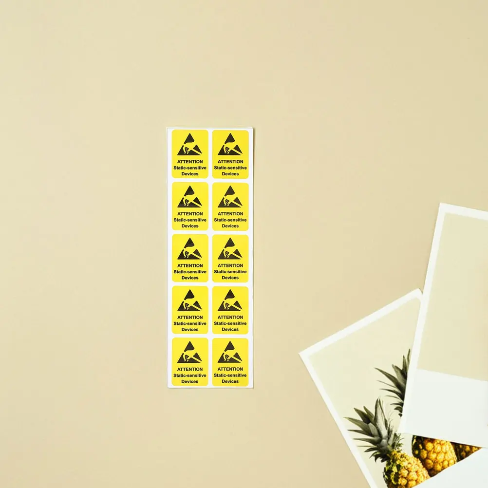 

100pcs Static Electrostatic Stickers Labels Electric Warning Sign No Touch Yellow Safety Notice Protective Gloves Stickers