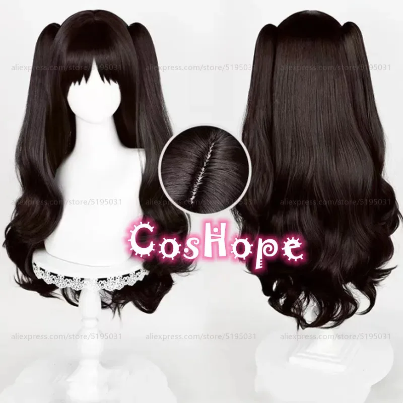 2025 Tohsaka Rin 80 سنتيمتر مع ذيل حصان مزدوج شعر مستعار أسود تأثيري أنيمي مقاومة للحرارة بيروكات صناعية