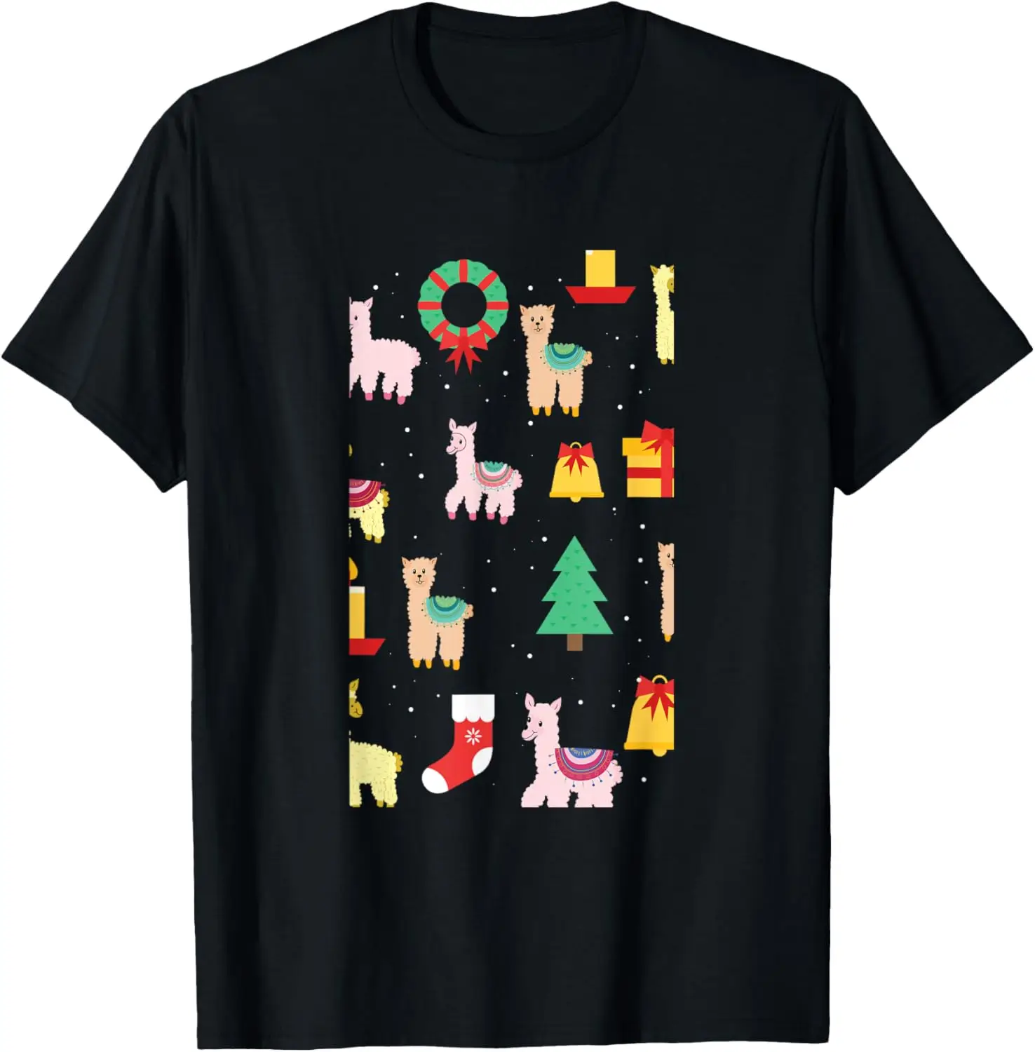 

Llama Alpaca Christmas Tree Snow Pattern Cute X-Mas Gifts T-Shirt