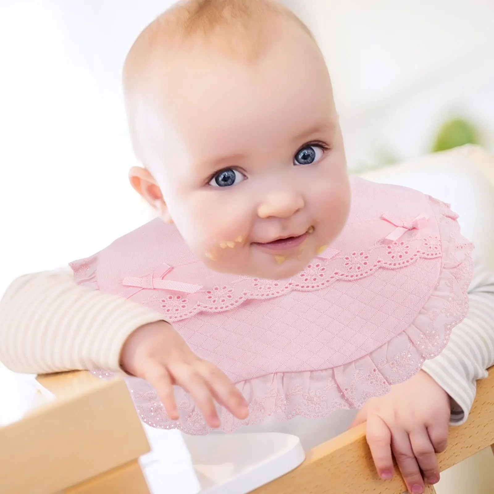 

2 pcs Baby Drool Cotton Reusable Infant Toddler Girls Soft Comfortable Lightweight For Feeding Teething Dinning Newborn Cotton