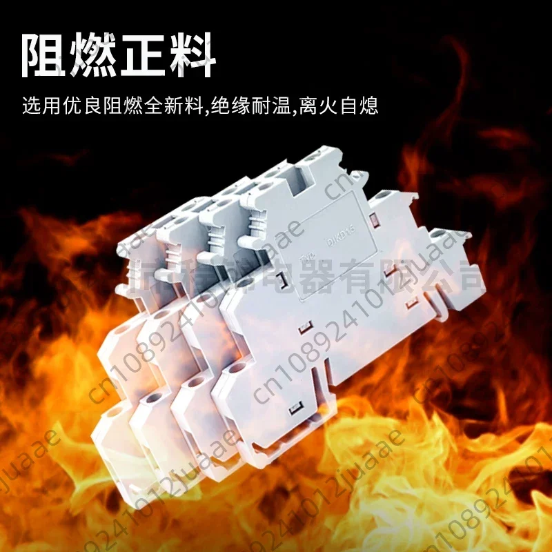 50Pcs DIN Rail Terminal Block DIKD 1.5, 1.5mm² 3-Tier Screw Clamp for C45/DZ47 Breakers & Industrial Control Cabinet