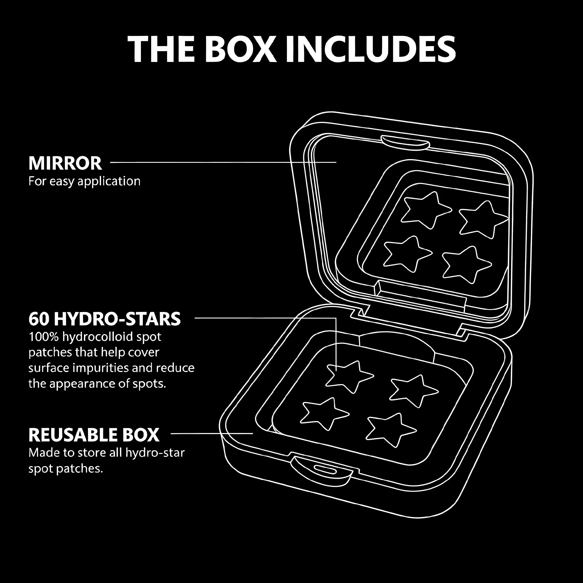 60 capsules/box of black star water-based gel acne mask, gentle on the skin, perfect for party decoration, mirror style