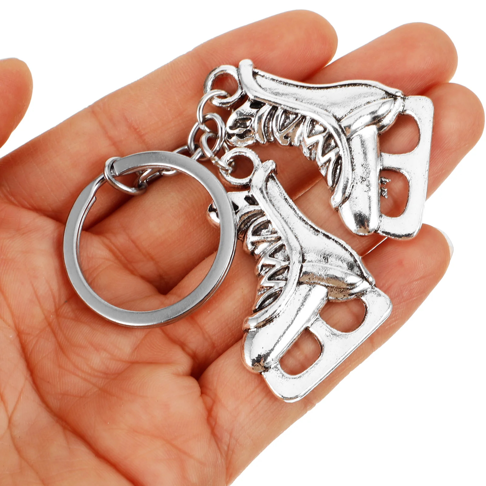 

Roller Skates Keychain Sturdy Metal Key Ring Compact Lightweight Design Bag Pendant Childhood Memory Gift for Women Teens