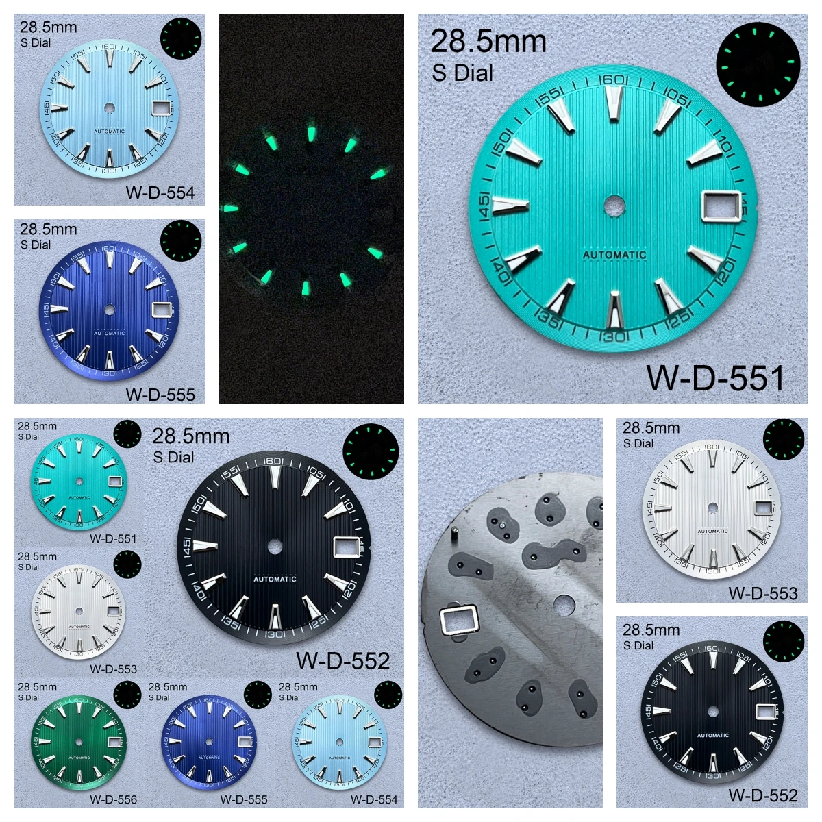 

28.5mm S Logo Dial Fit NH35/NH36 Japanese Movement Green Luminous Stripe High-Quality Watch Modification Accessories