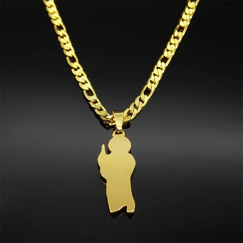 San Judas Tadeo Pendant Necklace for Men Enamel Religion Stainless Steel Punk Chain Saint Jude Thaddeus Necklaces JewelryZZZ774