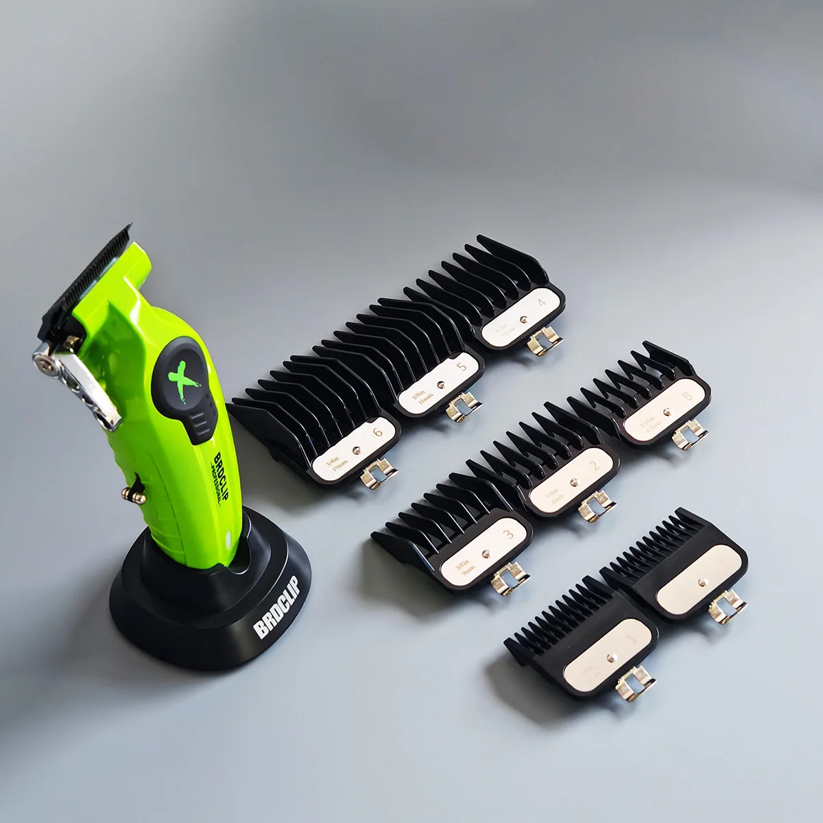 BRDCLIP BRD-FA1C Green DLC Stainless Steel Blade Professional Base Rechargeable Hair Clipper 7500RPM Hair Salon Hair Trimmer