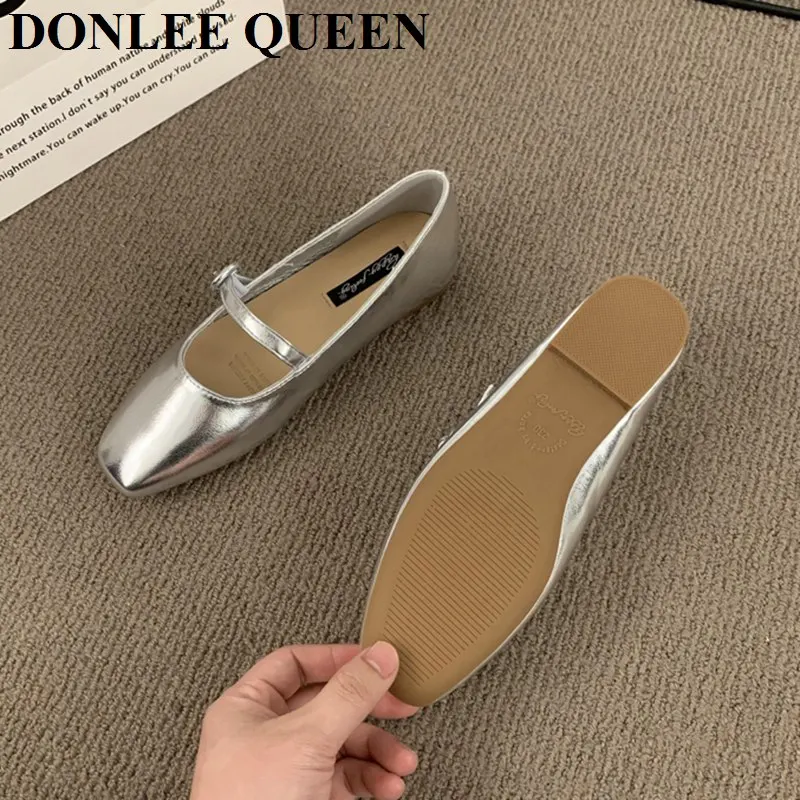 Women Flats Shoes Fashion Square Toe Shallow Ballerina Soft Light Weight Ballet Slip On Vintage Loafer Female Shoes Casual Mujer