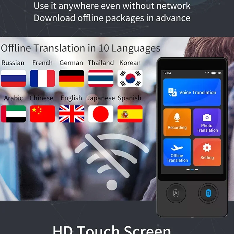 W12 Translator Device No WiFi Needed,10 Languages Offline Translation in Real Time, 3.7\