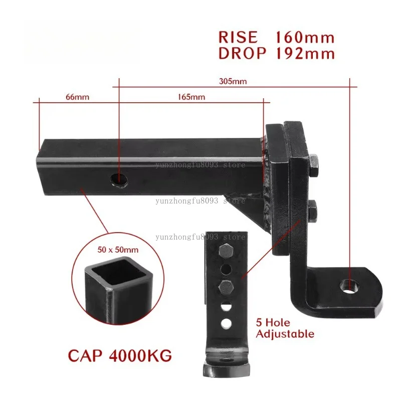 5 Hole Adjustable Height Tow Bar Hitch Drop Mount, 4000 KG Capacity Trailer Coupler for Camper Caravan Towing Accessories