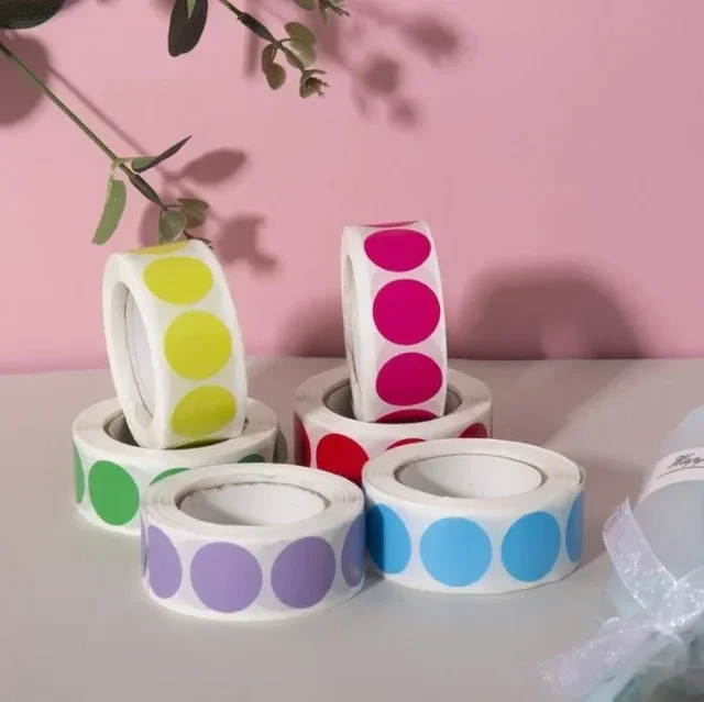 1000 PCS Color Dot Label Sticker  Classification Mark Coated Paper Sticker Rolls  Kawaii Stationery  Aesthetic 3