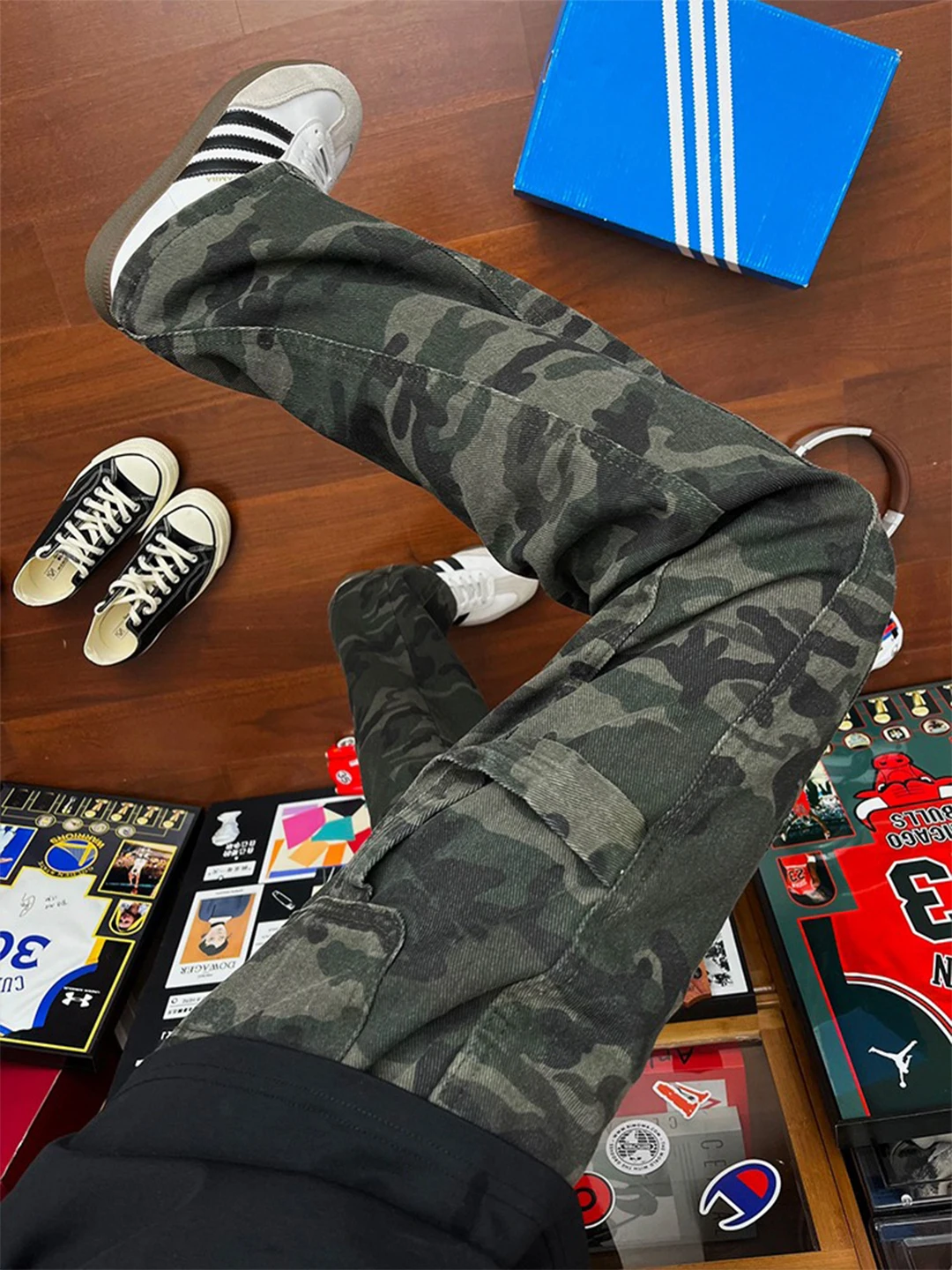 

American Sle Camouflage Jeans Men's Autumn CleanFit Waed Logging Straight Leg Slimming Long Trousers Youth Casual Cotton ...