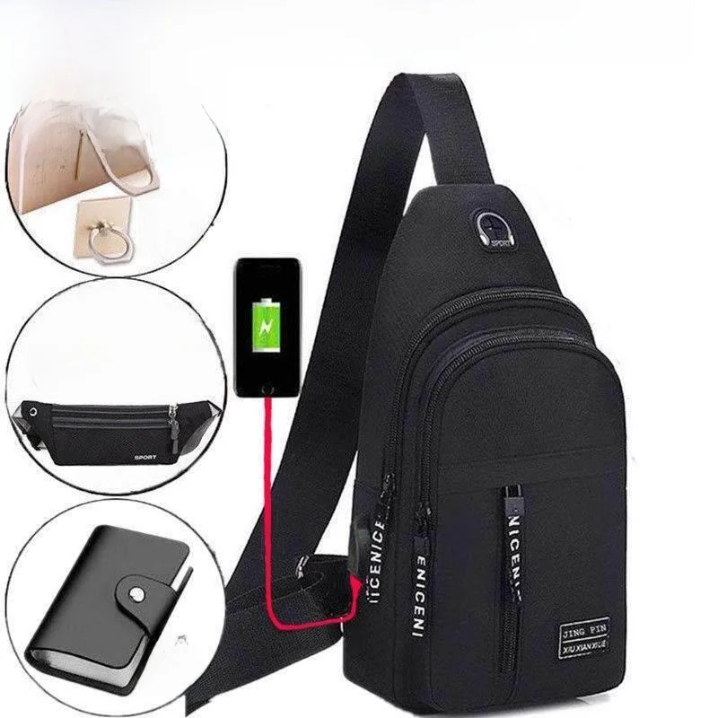 

Мужская сумка через плечо, большая вместительная водонепроницаемая сумка для поездок на работу с отделением для бутылки с водой, портативная сумка на одно плечо, повседневный стиль