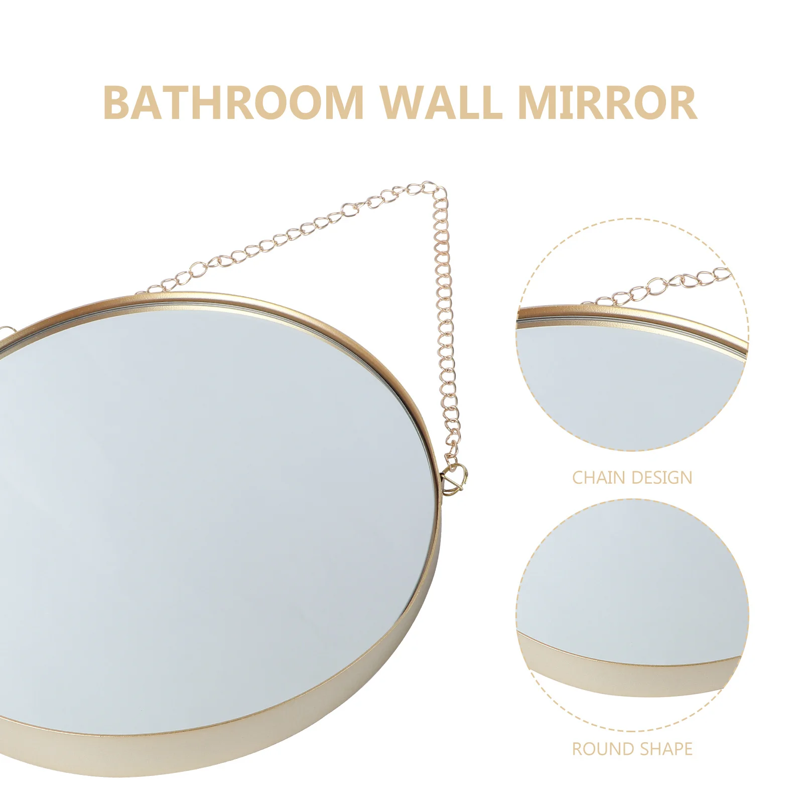 Golden Round Hanging Mirror Creative Bathroom Mirror Modern Cruise Design for Home Bedroom Living Dining Room Decoration