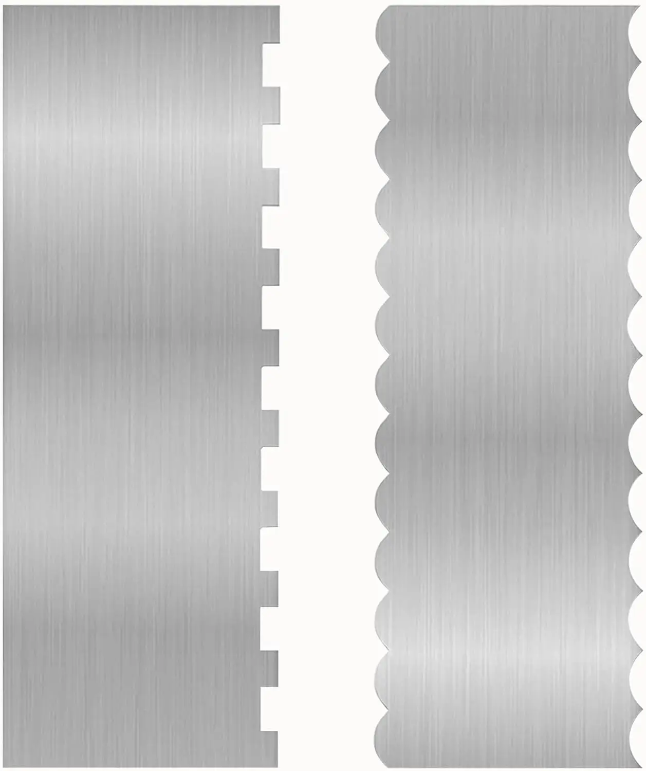 

2 Pcs Stainless Metal Cake Scraper Smoother Double Sided Patterned Edge Cake Decorating Supplies Spatula Frosting Icing Tools Comb for Icing Cakes Buttercream Decorating