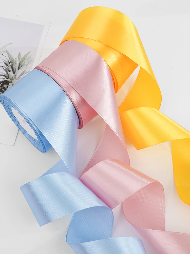 25Yards/Roll 5cm Satin Ribbons DIY Handmade Bows Crafts Fabric Christmas Halloween Birthday Party Gift Box Wrapping Tape
