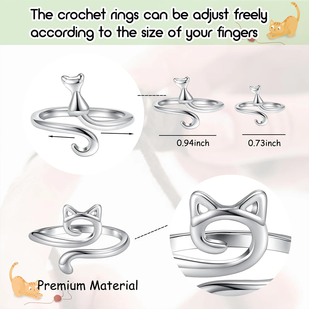 3Pcs Cat Shaped Crochet Ring Tension Regulator Tool