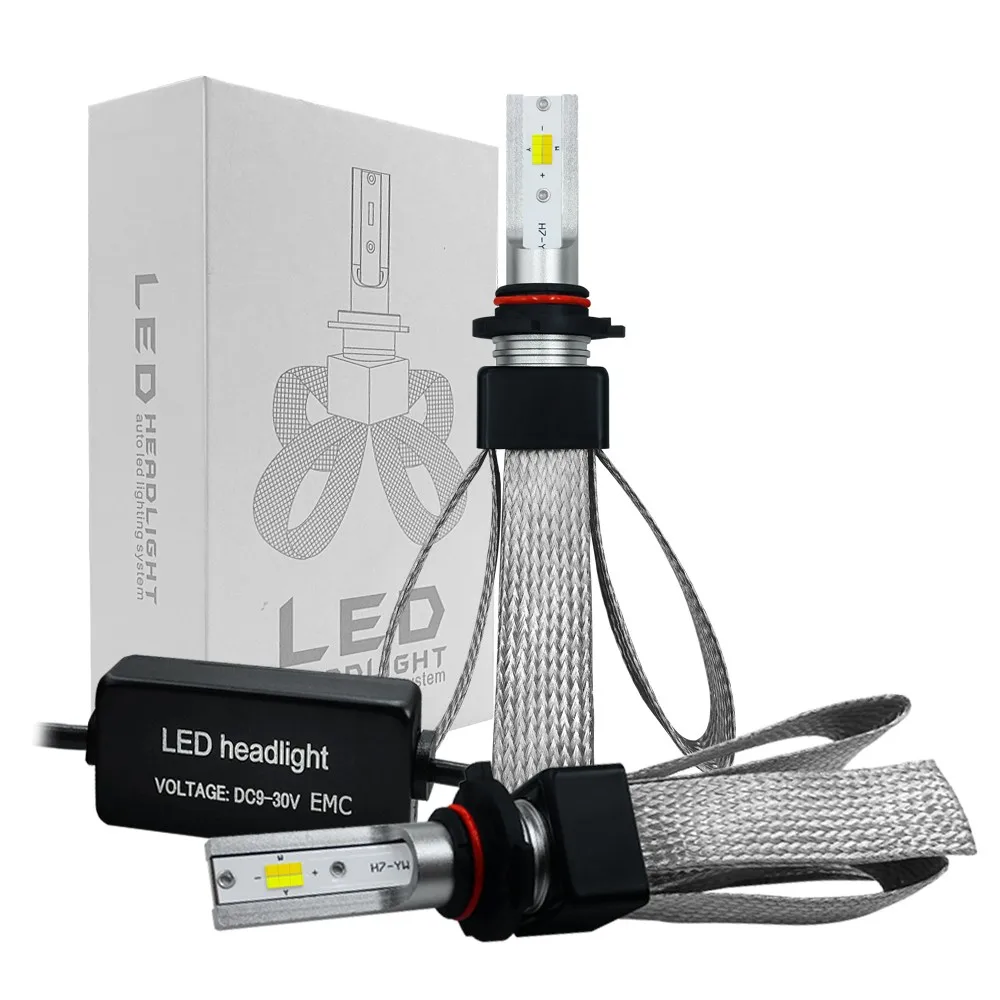 2pc T9 9-36V H1 Kit di conversione lampadine per fari a LED per auto Dissipazione del calore in rame a doppia faccia 12 chip LED Bianco Giallo Bianco caldo