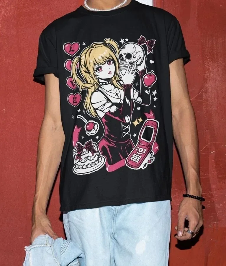 Death Note Anime T-shirt Vintage Washed Y2K Aesthetic Unisex Oversized Short Sleeve Summer Cotton Retro Streetwear 2026 Hot Sale