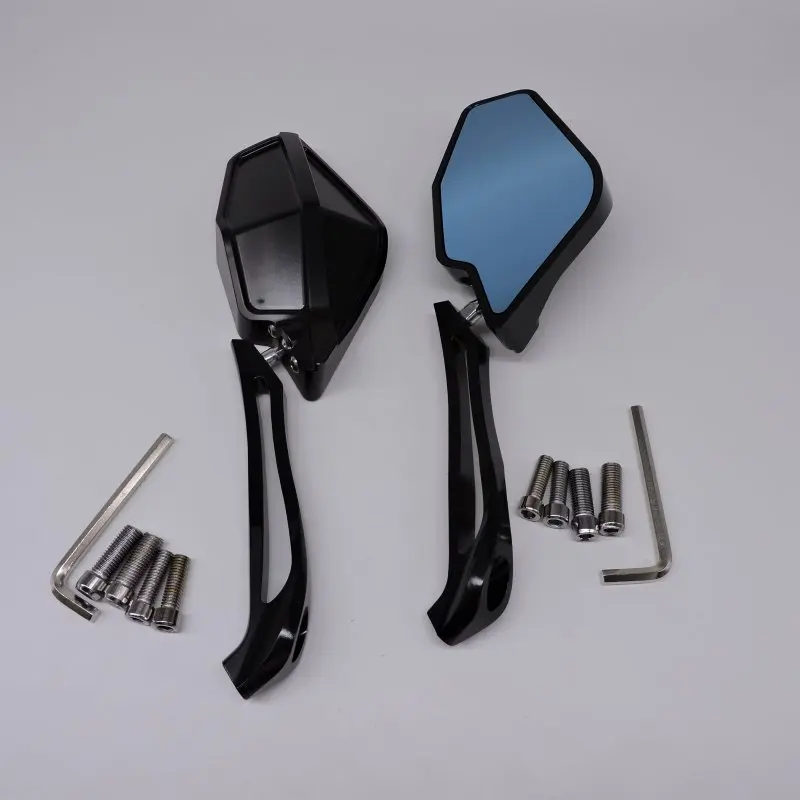 Motorcycle Blue Anti-glare Rearview Side Mirror 8/10mm For Harley Sportster Softail Dyna Road King Electra Street Road Glide