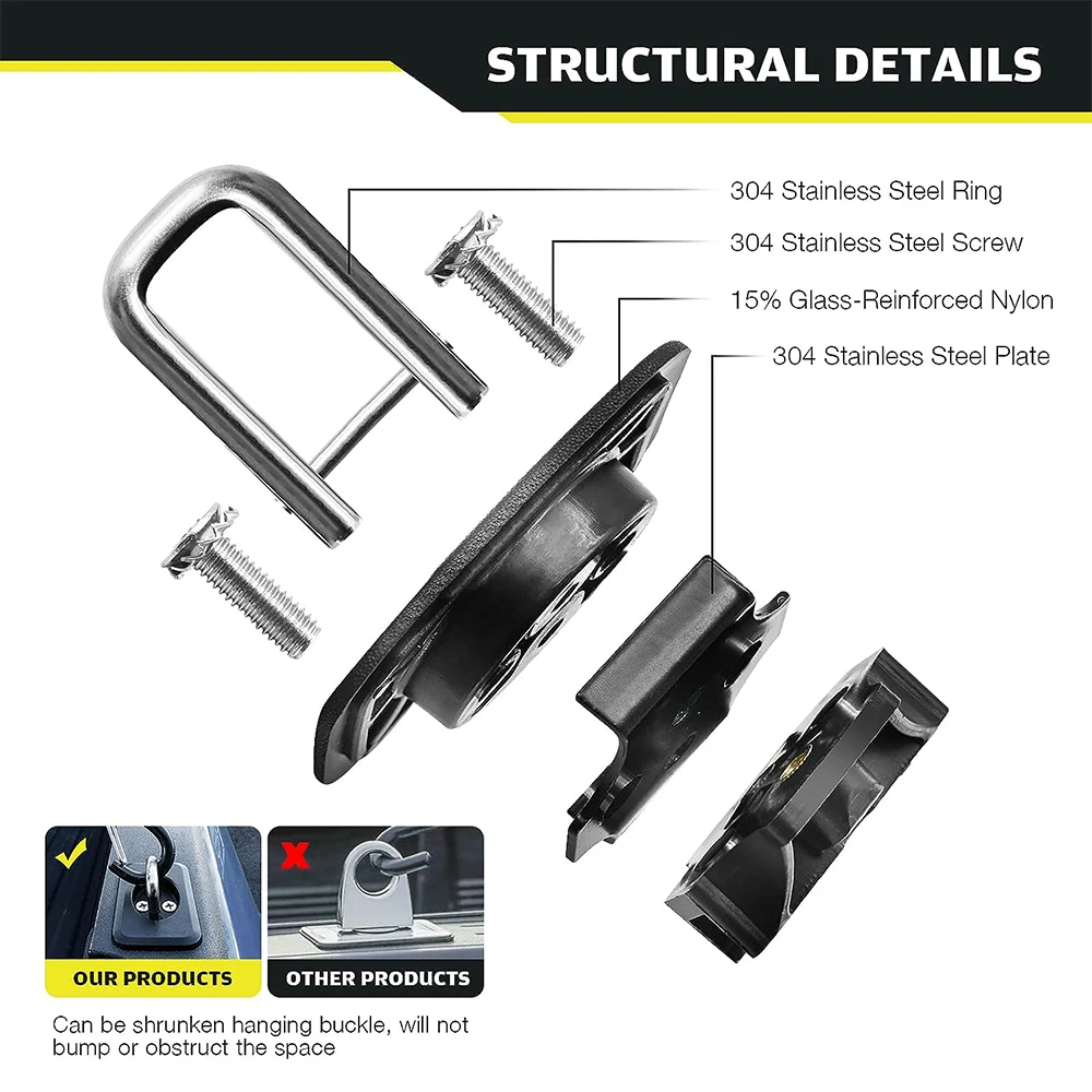 Truck Bed Retractable Tie Down Anchors For Ford F150 98-14 Ford Super Duty 98-16 Chevrolet Silverado GMC Sierra 99-13 Dodge RAM