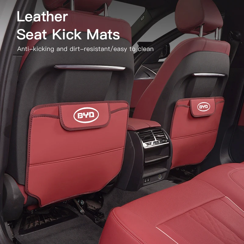 PU Leather Car Seat Backrest Child Anti-Kick Pad For BYD Tang F3 E6 Atto3 Yuan Plus Song Max F0 G3 I3 Ea1 Dmi 2din S7 E3 L3 F6