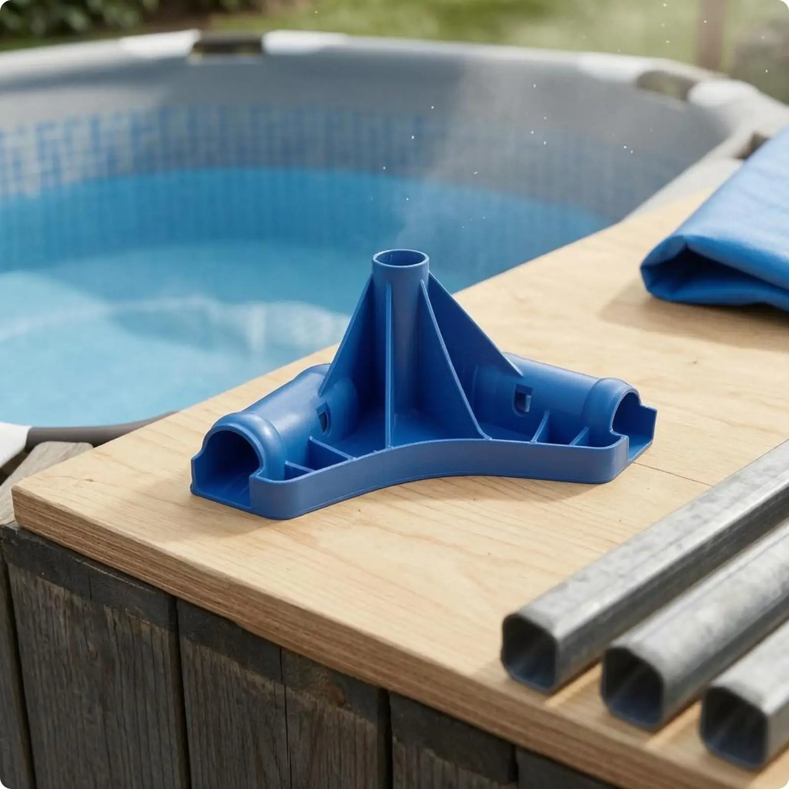 Plastic Pool Frame Corner Bracket Reinforced Connector Tubular Socket Hardware Accessory for Pool Construction