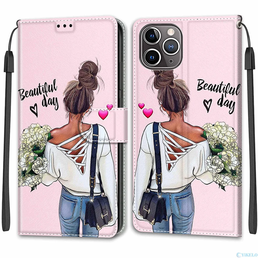 Fashion Girl Flower Rose Case For Redmi 6A 7A 8 9 9A 9T 9C 10 10A 10C A1 POCO X3 NFC X4 M3 M4 X5 Pro 5G Ultra Thin Leather Cover