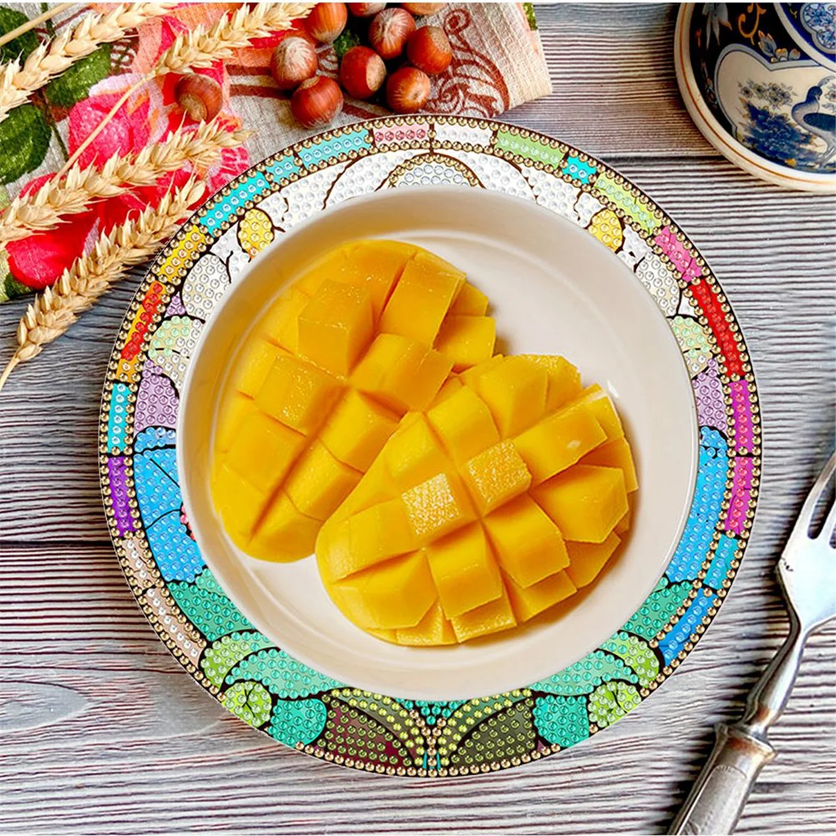 Neue 4 Stücke DIY Diamant Kunst Malerei Tischset Runde Rutschfeste Acryl Tischsets für Tischdekoration B