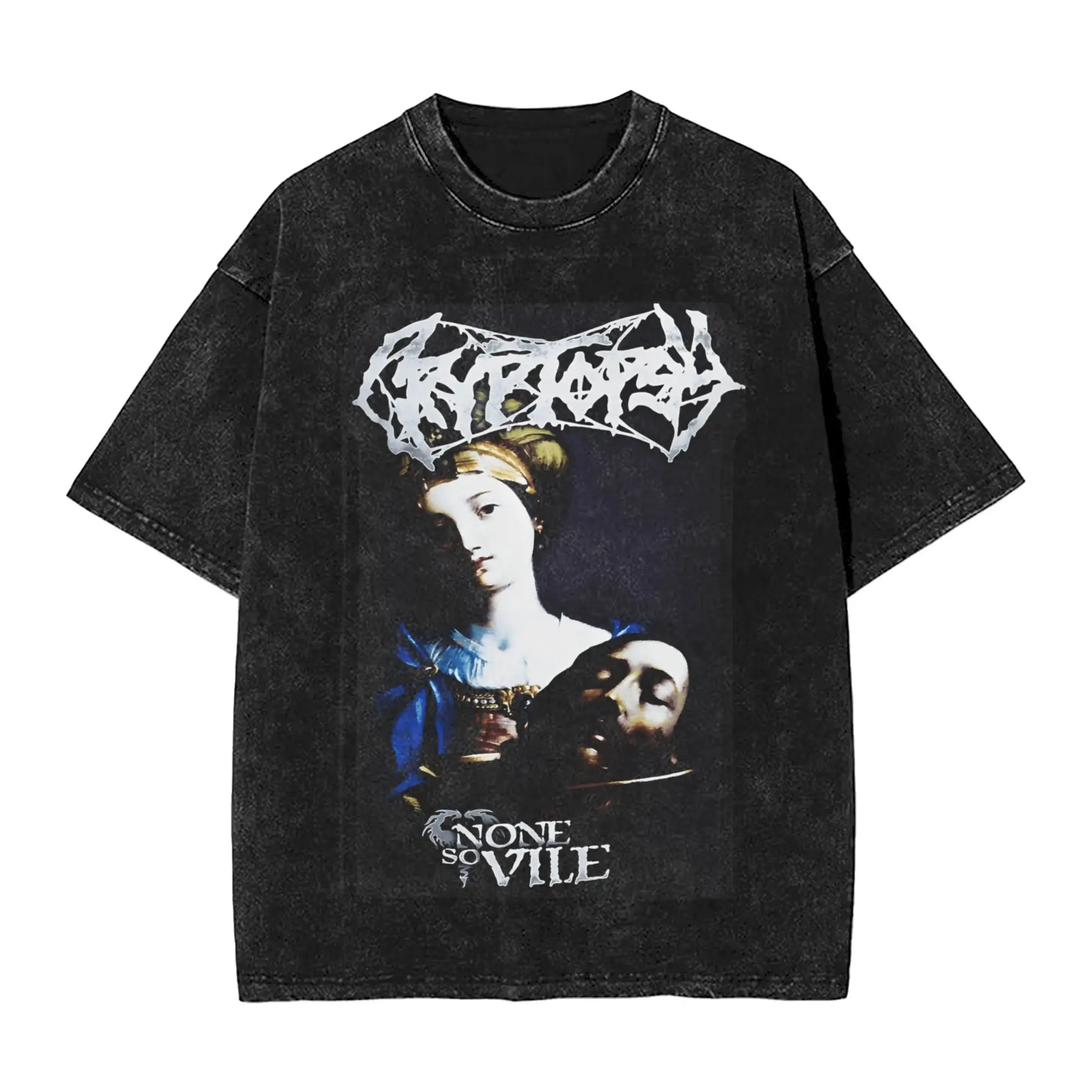 

Vintage Cryptopsy T-Shirts Men Round Collar Cotton Washed T Shirts None So Vile Short Sleeve Tees Plus Size Tops