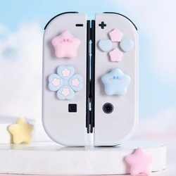 Cute Star Love Silicone Soft D-pad Cross Button ABXY Key Sticker Skin Case For Switch Oled NS Joy-con Thumb Stick Grip Cap Cover